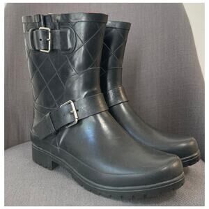 Sperry Top-Sider black rubber rain boots sz 6 waterproof maritime inspired